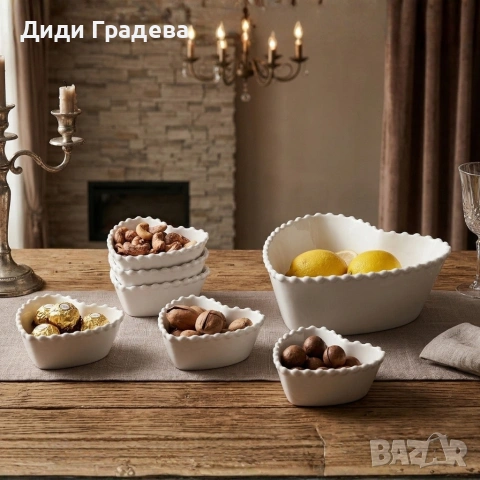 Луксозен комплект порцеланови купи със заоблен релеф - 7 части, снимка 2 - Сервизи - 53932597