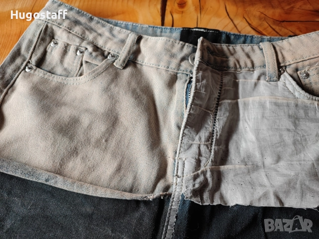 Baggy Casual Loose Fit Jeans дънки панталони карго двойни черно каки дизайн Rick Owens размер 32-34, снимка 3 - Дънки - 52689067