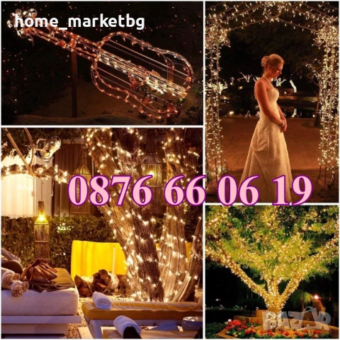 Коледни лампички 20 метра на макара, жълта светлина, водоустойчиви, снимка 2 - Декорация за дома - 52327556