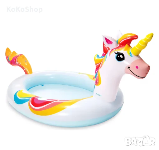 Детски басейн "Еднорог" с пръскалка и подвижен сенник-254х132х109 см., снимка 4 - Надуваеми играчки - 50811329