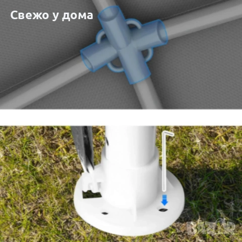 Сгъваема градинска шатра 3x3 м – Здрава метална конструкция, регулируема височина и защита от слънце, снимка 7 - Градински мебели, декорация  - 54079094