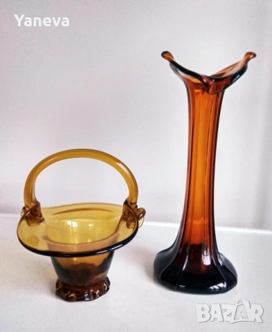 Стъклени , ваза,28 см и бонбониера , 22 см. , снимка 2 - Декорация за дома - 53513774