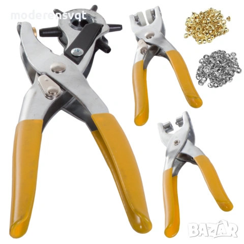 Комплект за колан, кожа, перфорирани отвори, нитове, капси, винтове