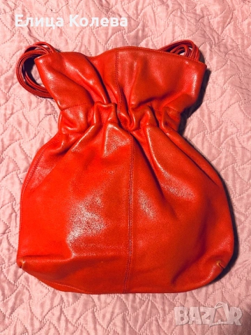 Furla червена дамска чанта естествена кожа, снимка 2 - Чанти - 53145589