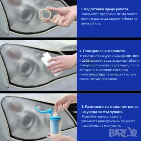 Комплект за нано покритие и възстановяване на фарове, снимка 5 - Други стоки за дома - 51948626