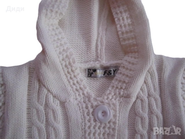 Детска плетена туника с къс ръкав и качулка, снимка 5 - Детски пуловери и жилетки - 52572454