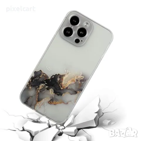 Силиконов калъф Marble за iPhone 15 Pro Max, Черен, снимка 2 - Калъфи, кейсове - 47901963