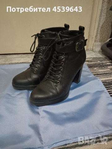 Дамски кожени боти на ток 37 номер, снимка 4 - Дамски боти - 52860996