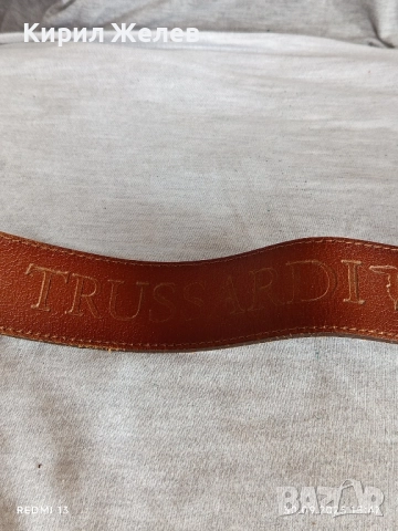 Стилен мъжки кожен колан TRUSSARDI JEANS модерен дизайн 46923, снимка 3 - Колани - 51892722