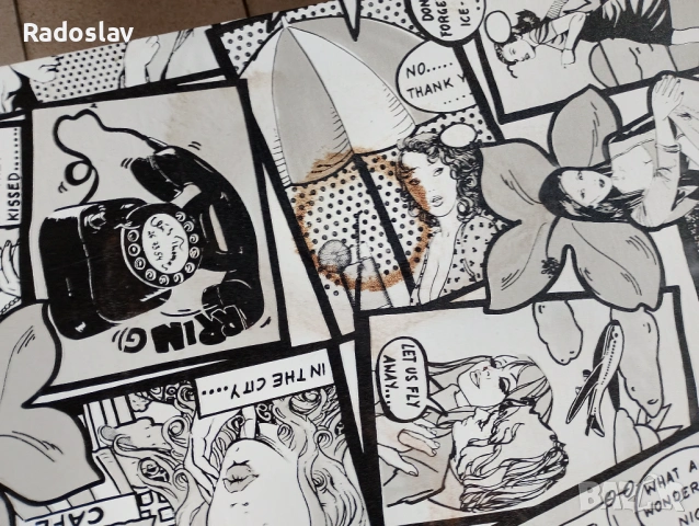 Дървена, холна маса 110х55 с принт, снимка 4 - Маси - 54243047