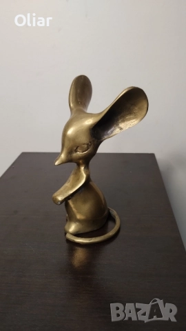 Много симпатична и нестандартна фигурка на мишле с големи уши. Бронз., снимка 6 - Статуетки - 52257816