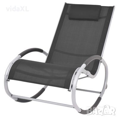 vidaXL Градински люлеещ се стол, черен, textilene(SKU:47781