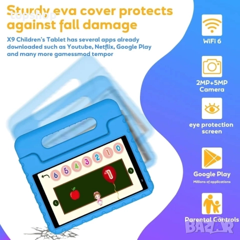 Детски таблет YESTEL с Wi-Fi 6, Android 13, 7GB RAM 64GB ROM (до 1TB), Bluetooth 5.0, 8 инча..., снимка 6 - Таблети - 51572517