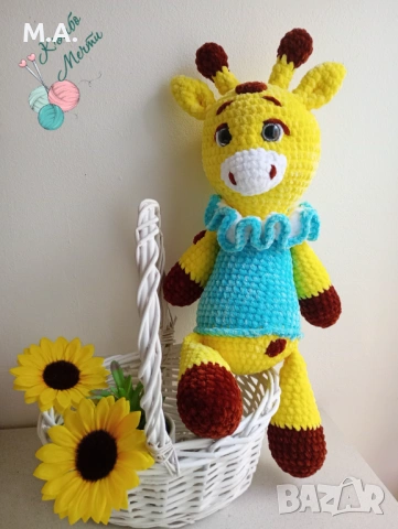 Жираф - ръчно плетена играчка, снимка 2 - Плюшени играчки - 54052628