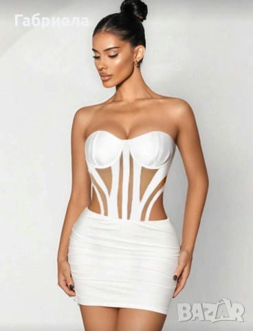 Нова къса рокля черна/бяла, снимка 6 - Рокли - 52880235