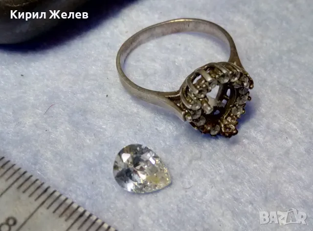 СТАР СКЪПОЦЕНЕН СРЕБЪРЕН ПРЪСТЕН СРЕБРО 925 с БРИЛЯНТНО ФАСЕТИРАН ЦИРКОН НУЖДАЕЩ се от МОНТАЖ 38045, снимка 4 - Пръстени - 50417410