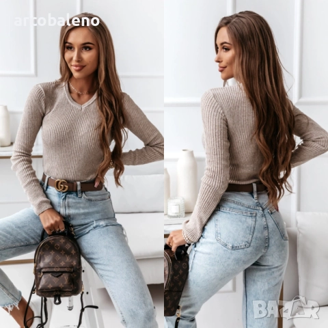 Дамски пуловер с V-образно деколте Rori, 5цвята , снимка 5 - Блузи с дълъг ръкав и пуловери - 52383160