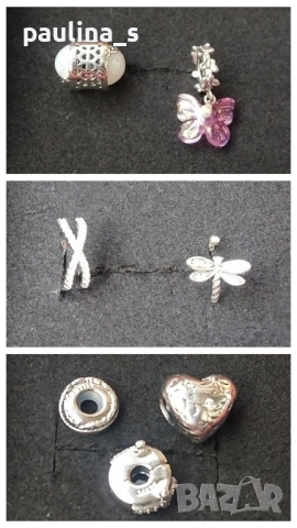 Талисмани за гривна и единични клипсове Pandora / проба s925 и печат на ювелира