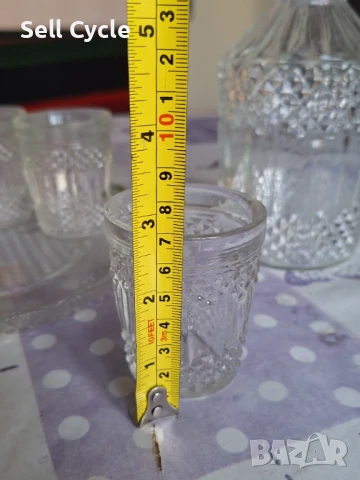 ✅СТЪКЛЕН СЕРВИЗ ЗА РАКИЯ - ГАРАФА, ПОДНОС И ЧАШКИ❗, снимка 6 - Сервизи - 50958627