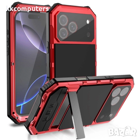 R-JUST Калъф с Протектор за iPhone 17 Pro Max | Удароустойчив, Водоустойчив (IP54) | Вграден стойка, снимка 2 - Калъфи, кейсове - 52052204