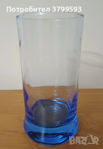 6 големи водни чаши синьо стъкло, снимка 4 - Чаши - 52645792