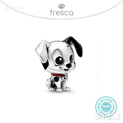 Талисман сребро 925 Fresca по модел тип Pandora Disney 101 Dalmatians Patch. Колекция Amélie, снимка 1 - Гривни - 36964848
