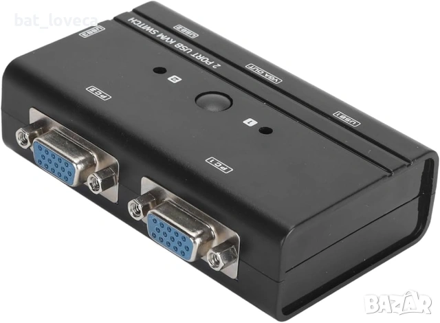 2-портов VGA KVM превключвател, USB превключвател за 2 компютъра, споделяне на 1 монитор, клавиатура, снимка 9 - Кабели и адаптери - 53759929