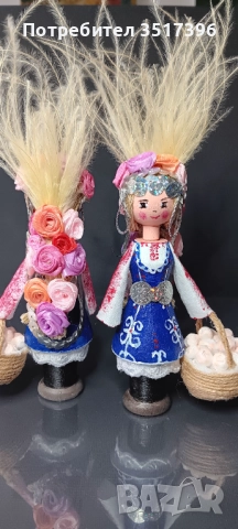 Лазарка - Дървена кукла с българска национална носия, снимка 2 - Декорация за дома - 51510287