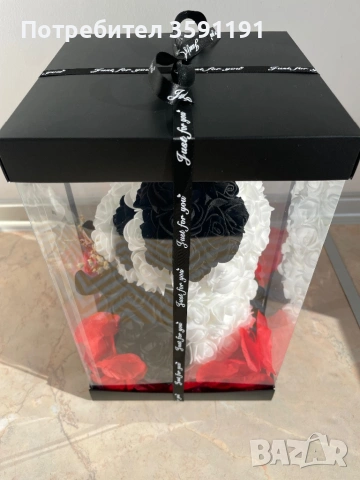 Сладка панда от рози-перфектен подарък за момиче,гадже или жена, снимка 2 - Декорация за дома - 53036829