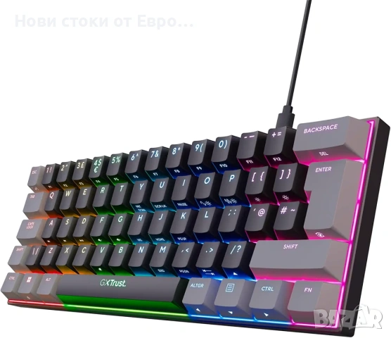 Trust Gaming GXT 867 Acira 60% механична клавиатура, UK Layout, RGB