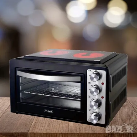 Готварска печка Rosberg Premium с 2 стъклокерамични котлона 800W и 1200W, 38л., снимка 3 - Печки, фурни - 49919490