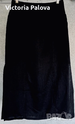 Черна права пола ETÈ лен, снимка 3 - Поли - 52022644