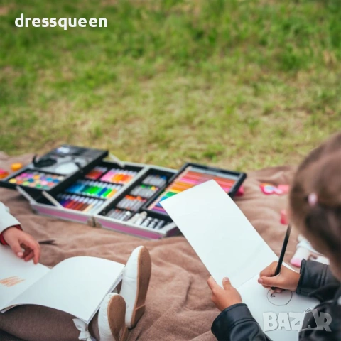 4723 Луксозен арт комплект в розово куфарче 145 части с пастели, водни бои и аксесоари за безкрайно, снимка 6 - Рисуване и оцветяване - 53778467