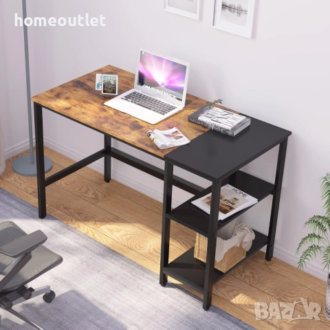 ПРОМОЦИЯ Бюро с рафтове за съхранение - 100см, метална конструкция и ПДЧ плот CXYM-PB001B-100, снимка 2 - Бюра - 52710106