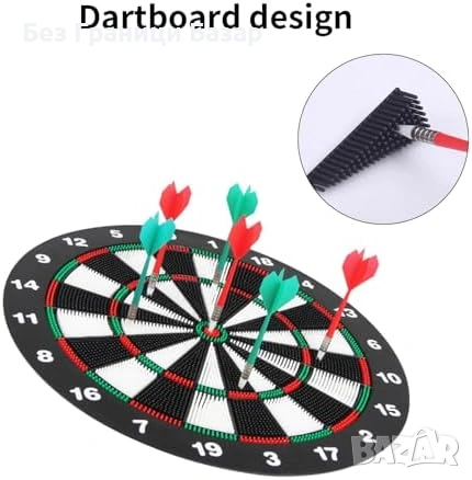 Нов Дартс комплект 42 см с 6 безопасни стрелички за деца и възрастни Мишена, снимка 3 - Дартс - 53834906