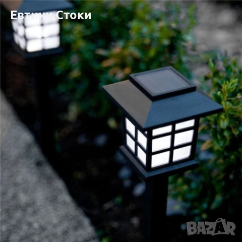 Соларен комплект от 6 LED градински лампи – 27 см височина, снимка 4 - Соларни лампи - 54111330