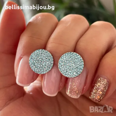 Сребърни Обеци с Кристали Сваровски/Swarovski, снимка 1 - Обеци - 48207707