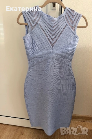 Рокля от бандаж в нежно синьо, снимка 3 - Рокли - 54096110