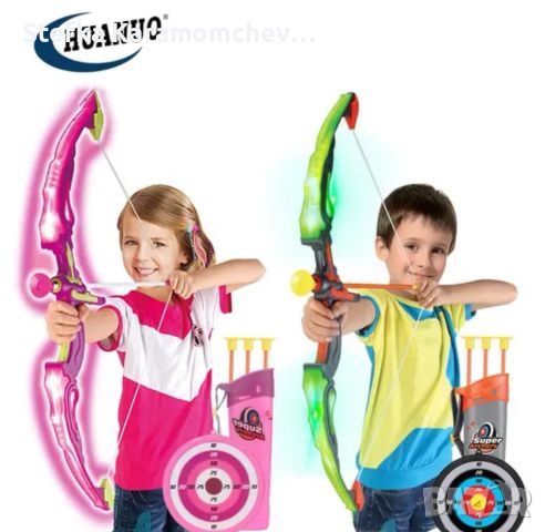 Детски светещ комплект за стрелба с лък