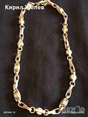 Сребърен ланец плетка тип ГРЪЦКИ КЛЮЧ масивен фешън модел много красив 21295, снимка 7 - Колиета, медальони, синджири - 53005427