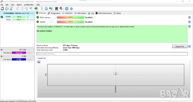 500GB хард диск Seagate Barracuda, HDD, 3.5", SATA3, 100%, снимка 2 - Твърди дискове - 53237428