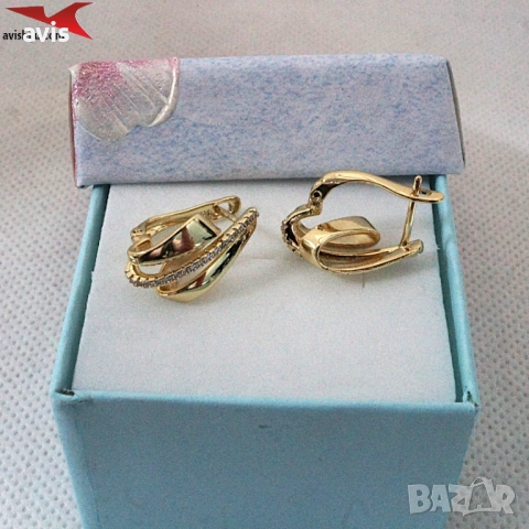 Обеци с 14К златно покритие 2141859, снимка 3 - Обеци - 53400358