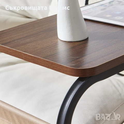 Кокетна Подвижна С образна Маса за Кафе с колелца и място за съхранение, снимка 5 - Маси - 53714590