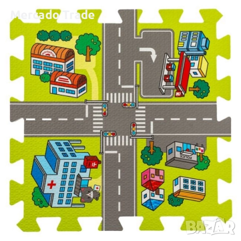 Детски пъзел Mercado Trade, За под, 9 части, Зелен, снимка 3 - Игри и пъзели - 52062505