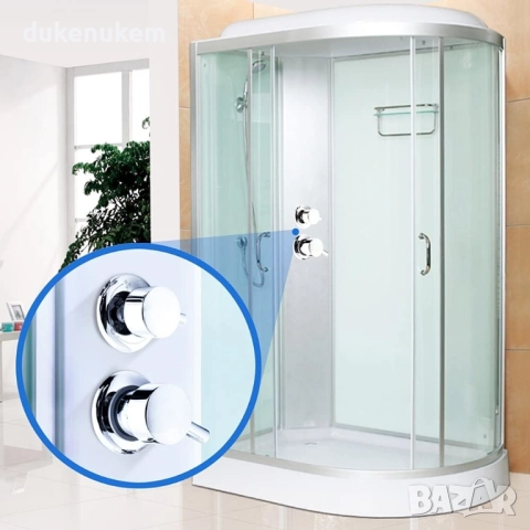 Стенен смесител, 3 изхода, Intubation модел 10 см, месинг, хром, снимка 6 - Смесители - 52711283