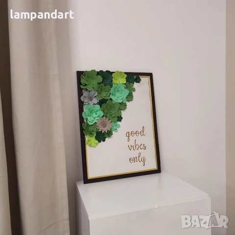 Картина пано с кактусчета + рамка