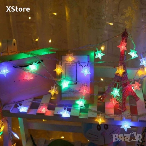 Последни бройки! Светещи коледни LED лампички със звездички с щепсел., снимка 4 - Лед осветление - 51993114