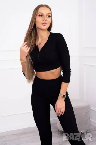 Дамски черен спортен комплект, снимка 3 - Спортни екипи - 49902665