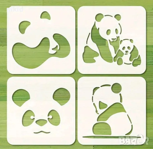4 бр сет мече панда стенсил шаблон за спрей за торта украса Scrapbooking