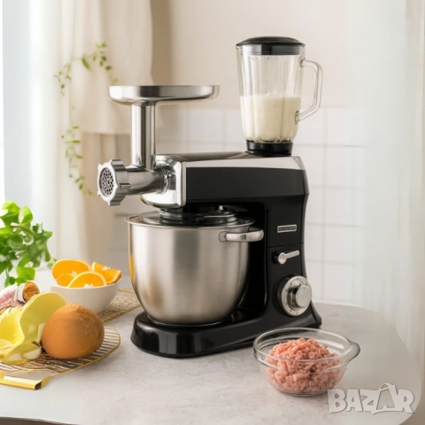 Кухненски робот 3 в 1 Royalty Line RL-PKM2100BG BLACK - 2100W Max, 7.5L купа, 1.5L блендер, снимка 7 - Друга електроника - 51853709